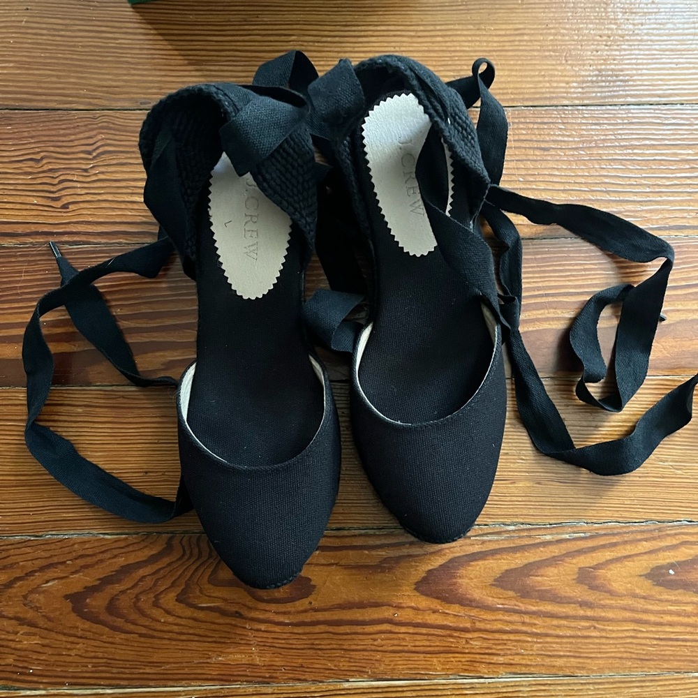 J. Crew Black Espadrille Wedges - Picture 2 of 6